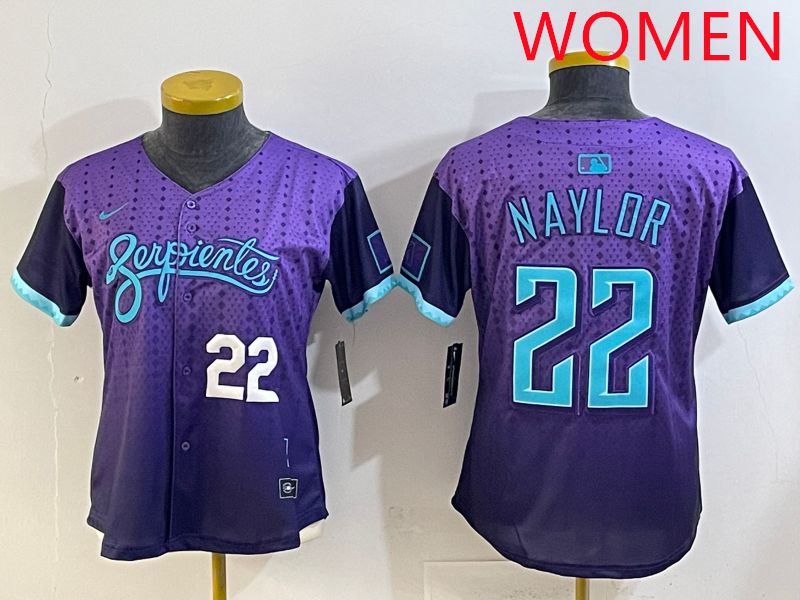 Women 2025 Arizona Diamondback 22 Naylor Purple Joint Name Nike MLB Jersey style 2